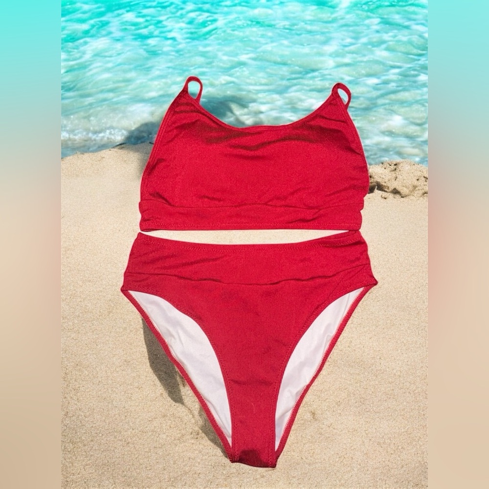 Hilinker Red Sporty High Waist Bikini NWT